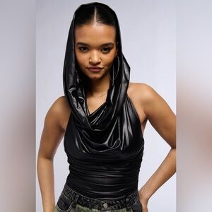 Akira black hooded bodysuit size M